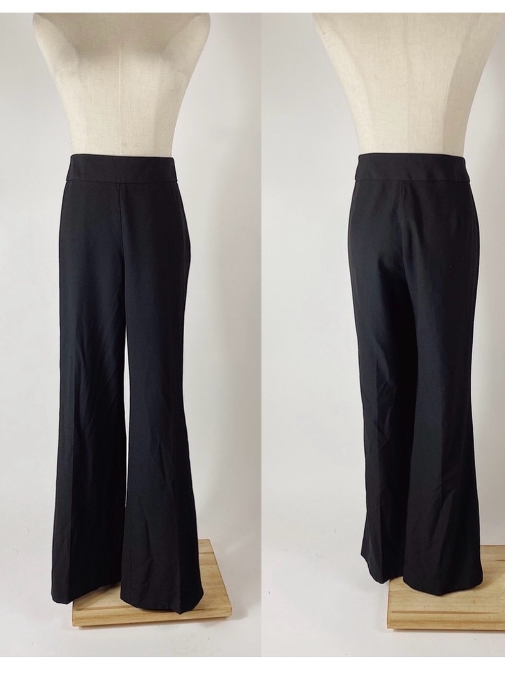 TALBOTS Classic Side Zip wide Leg Trouser Pant Black office capsule classic 10